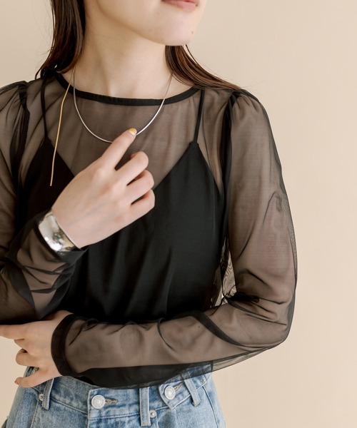 mline（エムライン）の「[mline]チュールトップス（シャツ/ブラウス・レディース・ブラウン/ブラック/アイボリー/ブルー・FREE）」の21枚目の写真