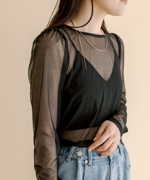 mline（エムライン）の「[mline]チュールトップス（シャツ/ブラウス・レディース・ブラウン/ブラック/アイボリー/ブルー・FREE）」の12枚目の写真