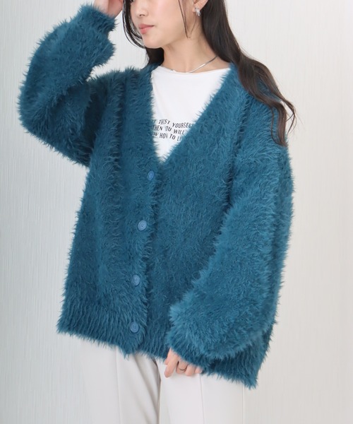 libelle more(リベル モア)の「シャギーニットカーディガン(カーディガン/ボレロ・レディース・ベージュ/ダークグレー/マスタード/アイボリー/ブルーグリーン・L/M)」の4枚目の写真