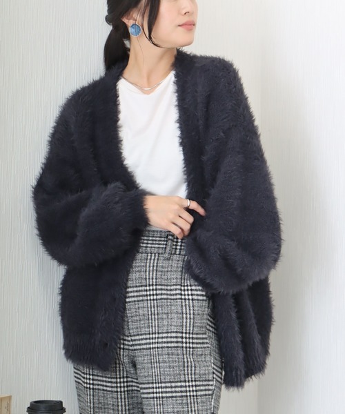 libelle more(リベル モア)の「シャギーニットカーディガン(カーディガン/ボレロ・レディース・ベージュ/ダークグレー/マスタード/アイボリー/ブルーグリーン・L/M)」の2枚目の写真