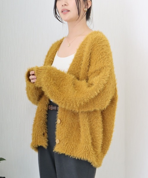 libelle more(リベル モア)の「シャギーニットカーディガン(カーディガン/ボレロ・レディース・ベージュ/ダークグレー/マスタード/アイボリー/ブルーグリーン・L/M)」の5枚目の写真