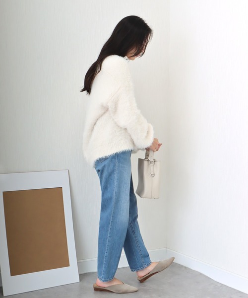 libelle more(リベル モア)の「シャギーニットカーディガン(カーディガン/ボレロ・レディース・ベージュ/ダークグレー/マスタード/アイボリー/ブルーグリーン・L/M)」の9枚目の写真