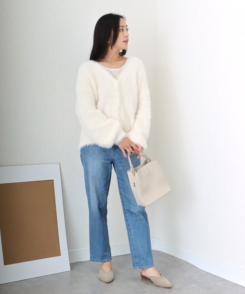 libelle more(リベル モア)の「シャギーニットカーディガン(カーディガン/ボレロ・レディース・ベージュ/ダークグレー/マスタード/アイボリー/ブルーグリーン・L/M)」の7枚目の写真