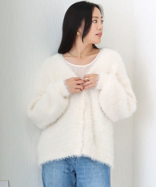 libelle more(リベル モア)の「シャギーニットカーディガン(カーディガン/ボレロ・レディース・ベージュ/ダークグレー/マスタード/アイボリー/ブルーグリーン・L/M)」の10枚目の写真