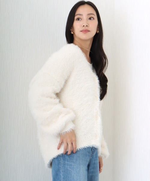 libelle more(リベル モア)の「シャギーニットカーディガン(カーディガン/ボレロ・レディース・ベージュ/ダークグレー/マスタード/アイボリー/ブルーグリーン・L/M)」の13枚目の写真