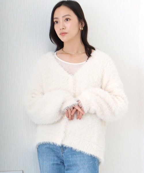 libelle more(リベル モア)の「シャギーニットカーディガン(カーディガン/ボレロ・レディース・ベージュ/ダークグレー/マスタード/アイボリー/ブルーグリーン・L/M)」の15枚目の写真