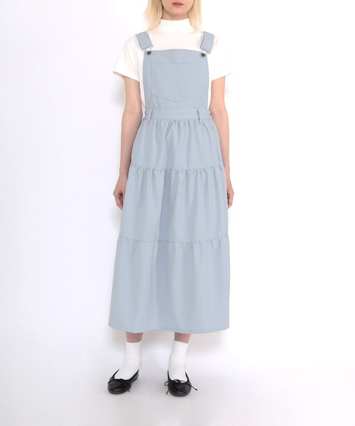 PUNYUS（プニュズ）の「2WAYサロペットティアードワンピース（ワンピース・レディース・ブラック/サックスブルー/アイボリー・3/4/1/2）」の11枚目の写真