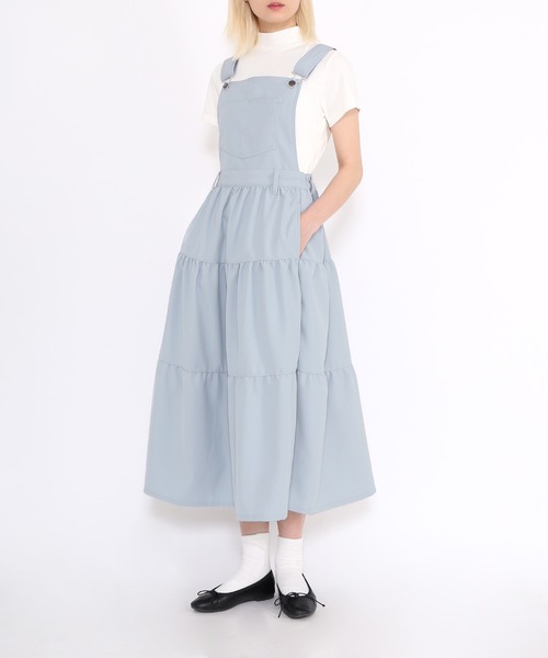 PUNYUS（プニュズ）の「2WAYサロペットティアードワンピース（ワンピース・レディース・ブラック/サックスブルー/アイボリー・3/4/1/2）」の12枚目の写真