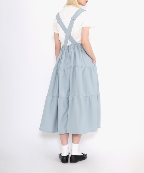 PUNYUS（プニュズ）の「2WAYサロペットティアードワンピース（ワンピース・レディース・ブラック/サックスブルー/アイボリー・3/4/1/2）」の13枚目の写真