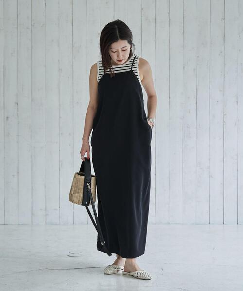 coen（コーエン）の「Iラインキャミワンピース（ワンピース・レディース・ブラック/コバルトブルー・M/L）」の3枚目の写真