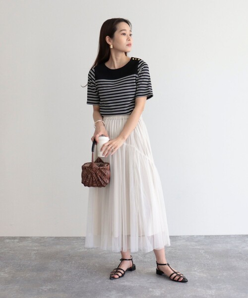 fredy emue（フレディエミュ）の「テレコパネルボーダープルオーバーカットソー（Tシャツ/カットソー・レディース・ブラック系その他/グレー系その他/ホワイト系その他・38）」の10枚目の写真