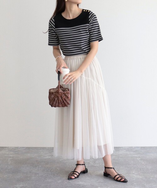 fredy emue（フレディエミュ）の「テレコパネルボーダープルオーバーカットソー（Tシャツ/カットソー・レディース・ブラック系その他/グレー系その他/ホワイト系その他・38）」の7枚目の写真