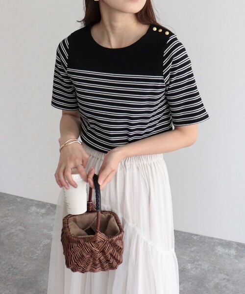 fredy emue（フレディエミュ）の「テレコパネルボーダープルオーバーカットソー（Tシャツ/カットソー・レディース・ブラック系その他/グレー系その他/ホワイト系その他・38）」の11枚目の写真