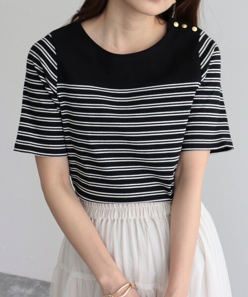 fredy emue（フレディエミュ）の「テレコパネルボーダープルオーバーカットソー（Tシャツ/カットソー・レディース・ブラック系その他/グレー系その他/ホワイト系その他・38）」の22枚目の写真