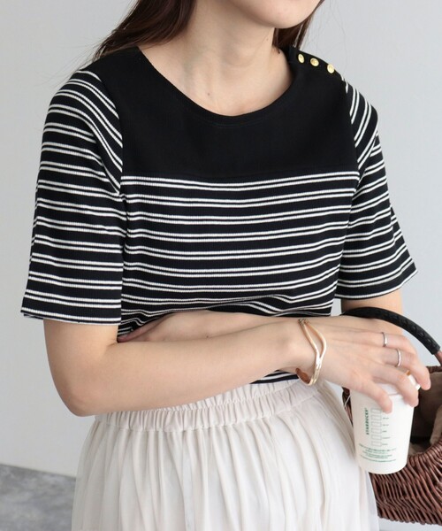 fredy emue（フレディエミュ）の「テレコパネルボーダープルオーバーカットソー（Tシャツ/カットソー・レディース・ブラック系その他/グレー系その他/ホワイト系その他・38）」の18枚目の写真