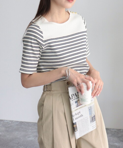 fredy emue（フレディエミュ）の「テレコパネルボーダープルオーバーカットソー（Tシャツ/カットソー・レディース・ブラック系その他/グレー系その他/ホワイト系その他・38）」の12枚目の写真