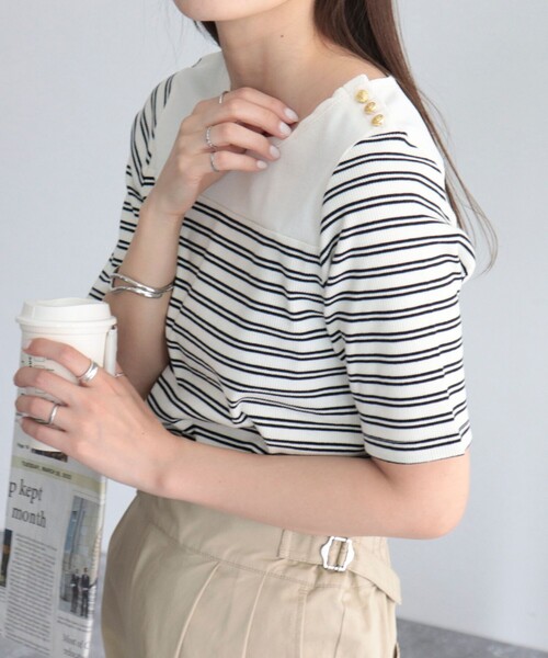 fredy emue（フレディエミュ）の「テレコパネルボーダープルオーバーカットソー（Tシャツ/カットソー・レディース・ブラック系その他/グレー系その他/ホワイト系その他・38）」の9枚目の写真