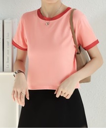 バイカラーグルシャツーネックニットＴシャツ