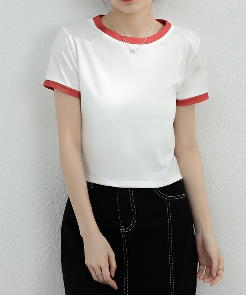 MAISON DE THERESE(メゾン ド テレーズ)の「バイカラーグルシャツーネックニットTシャツ(Tシャツ/カットソー・レディース・ピンク/ホワイト/ブルー/グレー/ブラック・M)」の11枚目の写真