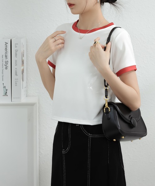 MAISON DE THERESE(メゾン ド テレーズ)の「バイカラーグルシャツーネックニットTシャツ(Tシャツ/カットソー・レディース・ピンク/ホワイト/ブルー/グレー/ブラック・M)」の15枚目の写真