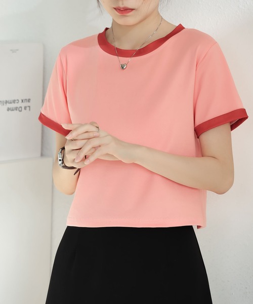 MAISON DE THERESE(メゾン ド テレーズ)の「バイカラーグルシャツーネックニットTシャツ(Tシャツ/カットソー・レディース・ピンク/ホワイト/ブルー/グレー/ブラック・M)」の16枚目の写真