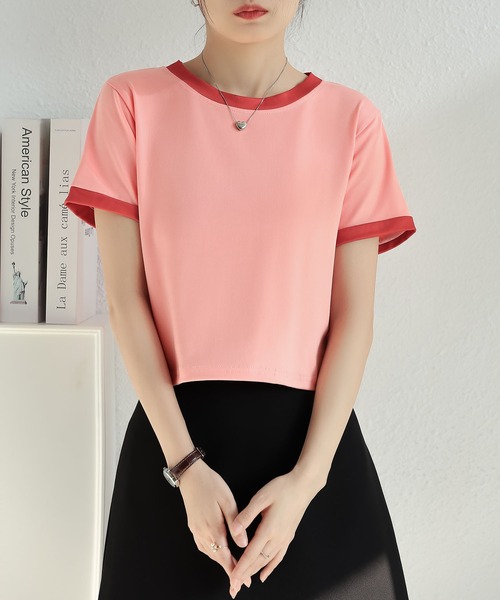 MAISON DE THERESE(メゾン ド テレーズ)の「バイカラーグルシャツーネックニットTシャツ(Tシャツ/カットソー・レディース・ピンク/ホワイト/ブルー/グレー/ブラック・M)」の17枚目の写真