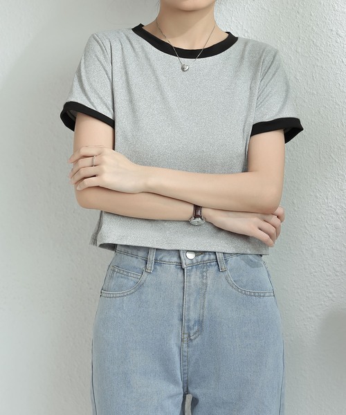 MAISON DE THERESE(メゾン ド テレーズ)の「バイカラーグルシャツーネックニットTシャツ(Tシャツ/カットソー・レディース・ピンク/ホワイト/ブルー/グレー/ブラック・M)」の10枚目の写真