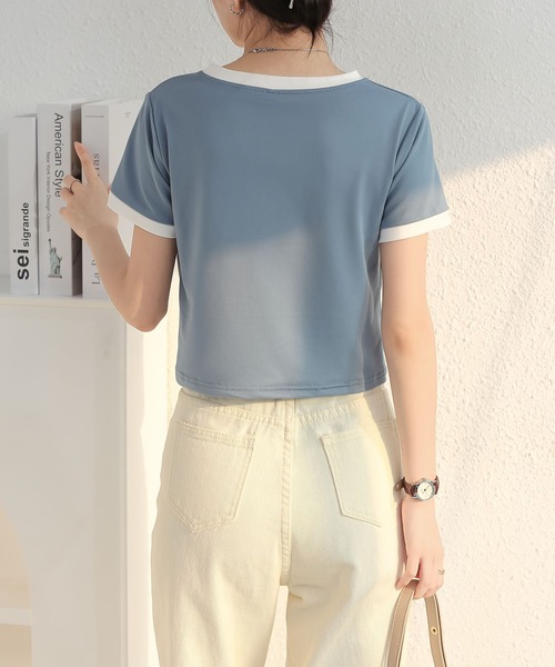 MAISON DE THERESE(メゾン ド テレーズ)の「バイカラーグルシャツーネックニットTシャツ(Tシャツ/カットソー・レディース・ピンク/ホワイト/ブルー/グレー/ブラック・M)」の20枚目の写真