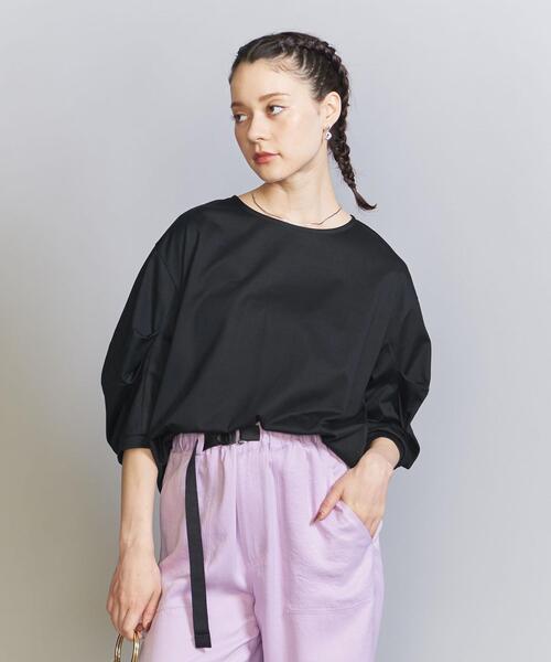 25ss BEAUTY&amp;YOUTH コットン カーブスリーブ 5分袖 カットソー BEAUTY&YOUTH UNITED ARROWS - 【BEIGE】コットン カーブスリーブ 5分