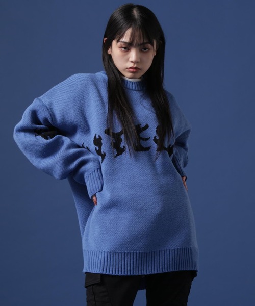 WHITELAND(ホワイトランド)の「【WEB&DEPOT限定】WHITELAND/ホワイトランド/FRONT LOGO CREWNECK KNIT(ニット/セーター・メンズ・ブルー/ブラック/アイボリー・MEDIUM/LARGE)」の16枚目の写真