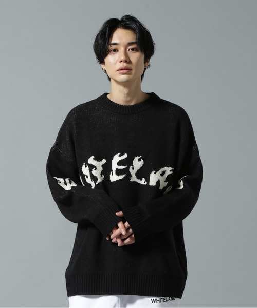 WHITELAND(ホワイトランド)の「【WEB&DEPOT限定】WHITELAND/ホワイトランド/FRONT LOGO CREWNECK KNIT(ニット/セーター・メンズ・ブルー/ブラック/アイボリー・MEDIUM/LARGE)」の2枚目の写真