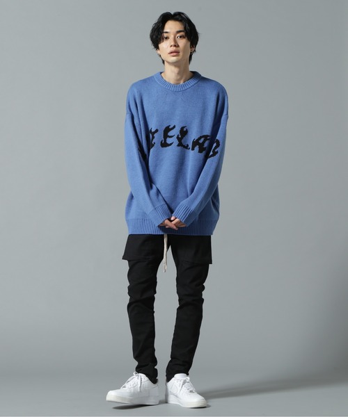 WHITELAND(ホワイトランド)の「【WEB&DEPOT限定】WHITELAND/ホワイトランド/FRONT LOGO CREWNECK KNIT(ニット/セーター・メンズ・ブルー/ブラック/アイボリー・MEDIUM/LARGE)」の6枚目の写真