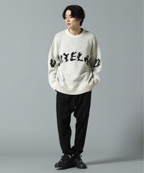 WHITELAND(ホワイトランド)の「【WEB&DEPOT限定】WHITELAND/ホワイトランド/FRONT LOGO CREWNECK KNIT(ニット/セーター・メンズ・ブルー/ブラック/アイボリー・MEDIUM/LARGE)」の4枚目の写真