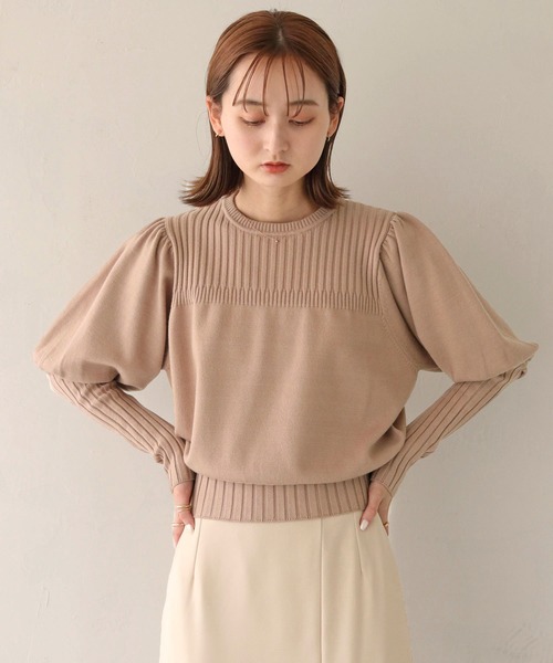 CLEIO(クレイオ)の「【CLEIO】ランダムリブパフスリーブニット(ニット/セーター・レディース・アイボリー/カーキ/ベージュ・FREE)」の18枚目の写真