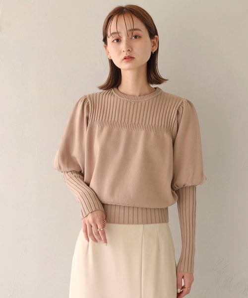 CLEIO(クレイオ)の「【CLEIO】ランダムリブパフスリーブニット(ニット/セーター・レディース・アイボリー/カーキ/ベージュ・FREE)」の16枚目の写真