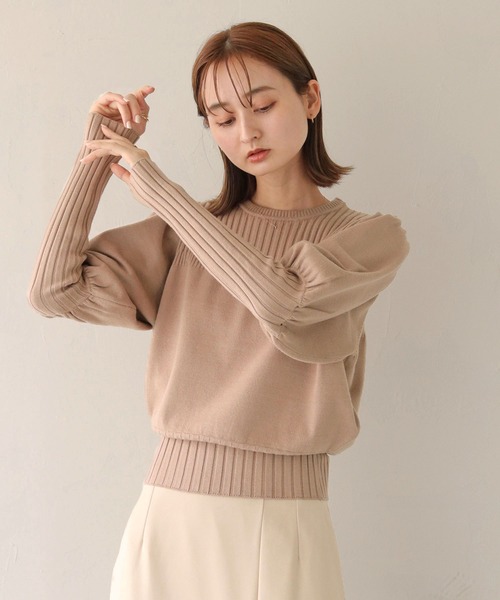 CLEIO(クレイオ)の「【CLEIO】ランダムリブパフスリーブニット(ニット/セーター・レディース・アイボリー/カーキ/ベージュ・FREE)」の22枚目の写真