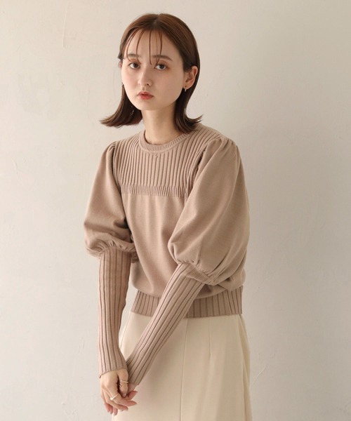CLEIO(クレイオ)の「【CLEIO】ランダムリブパフスリーブニット(ニット/セーター・レディース・アイボリー/カーキ/ベージュ・FREE)」の21枚目の写真