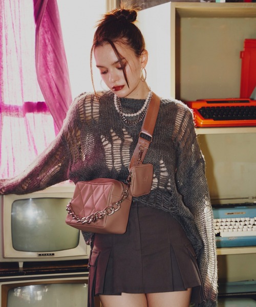 GAB GAB（ガブガブ）の「ダメージオーバーニット（ニット/セーター・レディース・マスタード/アイボリー/チャコールグレー・FREE）」の11枚目の写真