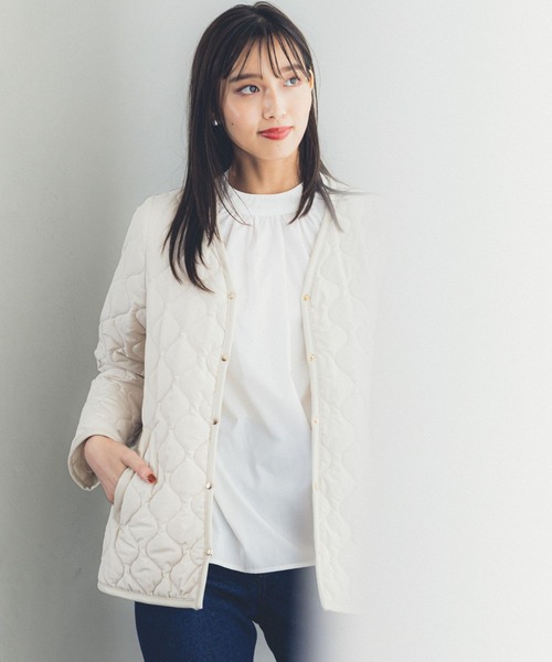 Andemiu(アンデミュウ)の「エアサーマルキルティングブルゾン199957(ダウンジャケット/コート・レディース・アイボリー/ブラック・FREE)」の6枚目の写真