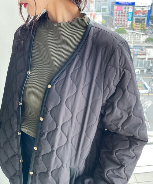 Andemiu(アンデミュウ)の「エアサーマルキルティングブルゾン199957(ダウンジャケット/コート・レディース・アイボリー/ブラック・FREE)」の15枚目の写真