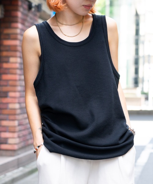 JEMORGAN（ジェーイーモーガン）の「【JEMORGAN/ジェーイーモーガン】ワッフルタンクトップ（タンクトップ・メンズ・ネイビー/杢グレー/ホワイト/カーキ/アイボリー/ブラック・X-LARGE/MEDIUM/LARGE）」の3枚目の写真