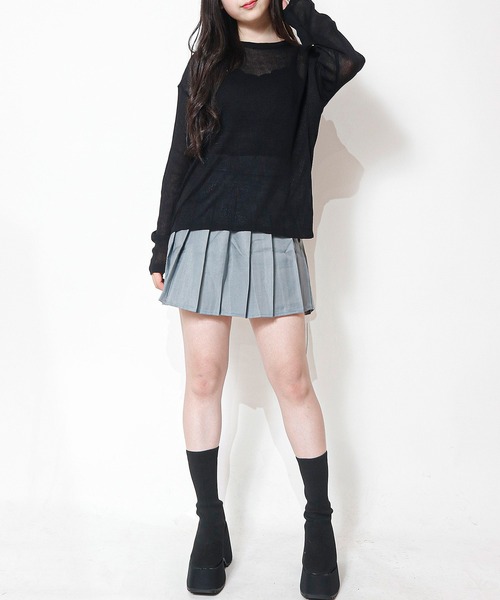 NinaetLina（ニナエリナ）の「シアーライトニット（ニット/セーター・レディース・ピンク/ブラック/ホワイト/ブルー・FREE）」の9枚目の写真