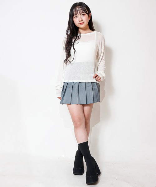 NinaetLina（ニナエリナ）の「シアーライトニット（ニット/セーター・レディース・ピンク/ブラック/ホワイト/ブルー・FREE）」の6枚目の写真