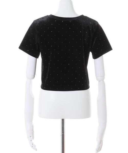 INGNI（イング）の「ストーン付ベロアTシャツ（Tシャツ/カットソー・レディース・ブラック/グレー/アイボリー・M）」の5枚目の写真