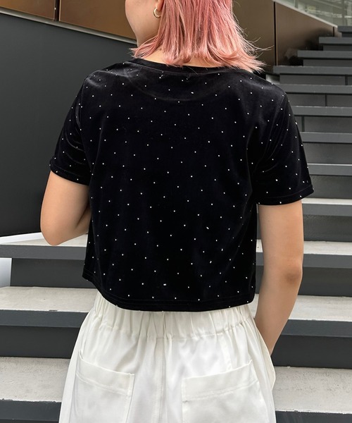 INGNI（イング）の「ストーン付ベロアTシャツ（Tシャツ/カットソー・レディース・ブラック/グレー/アイボリー・M）」の15枚目の写真