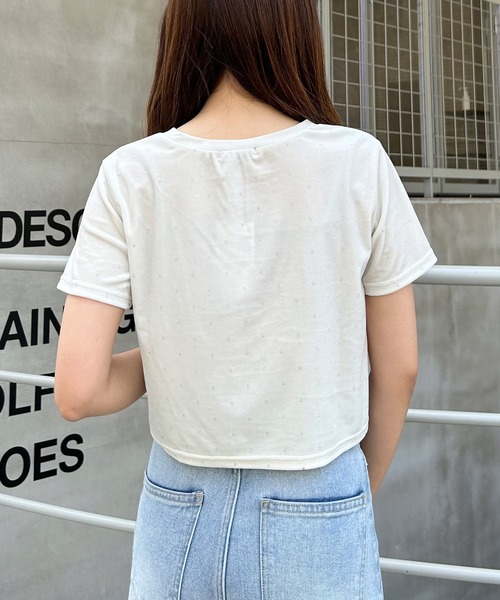 INGNI（イング）の「ストーン付ベロアTシャツ（Tシャツ/カットソー・レディース・ブラック/グレー/アイボリー・M）」の9枚目の写真