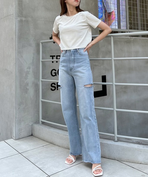 INGNI（イング）の「ストーン付ベロアTシャツ（Tシャツ/カットソー・レディース・ブラック/グレー/アイボリー・M）」の10枚目の写真