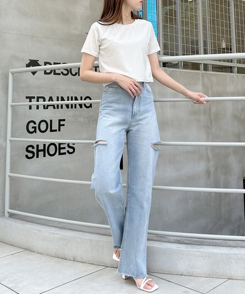 INGNI（イング）の「ストーン付ベロアTシャツ（Tシャツ/カットソー・レディース・ブラック/グレー/アイボリー・M）」の11枚目の写真