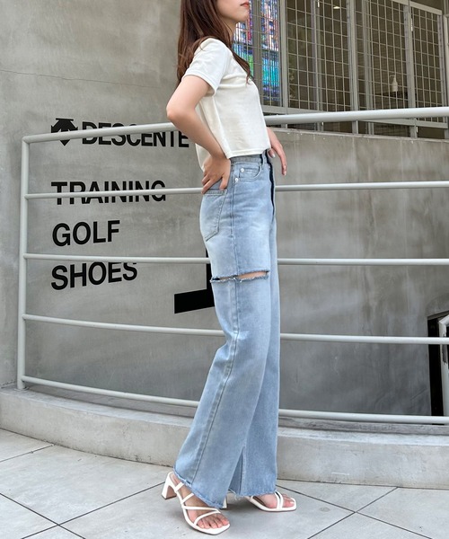 INGNI（イング）の「ストーン付ベロアTシャツ（Tシャツ/カットソー・レディース・ブラック/グレー/アイボリー・M）」の12枚目の写真