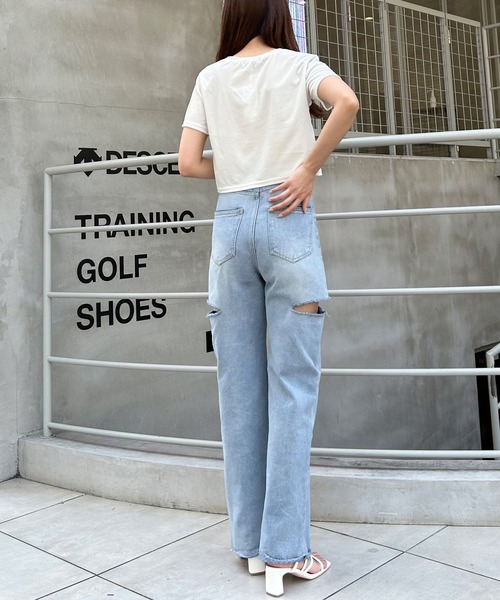 INGNI（イング）の「ストーン付ベロアTシャツ（Tシャツ/カットソー・レディース・ブラック/グレー/アイボリー・M）」の13枚目の写真